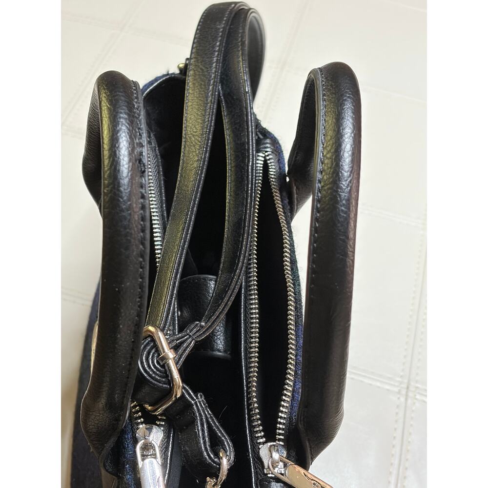 Harris Tweed Glen Appin Black Watch Plaid Brora Small Tote Bag Shoulder Strap - Picture 14 of 16